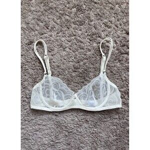 La Perla Malizia Sheer Embroidered Balconette Bra in Ivory Size 32C